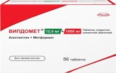 Випдомет, табл. п/о пленочной 12.5 мг+1000 мг №56