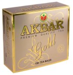 Чай, Akbar (Акбар) 2 г 100 шт Золотая серия черный пакетики с ярлычками в конвертах в жестяной  шкатулке