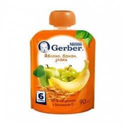 Пюре Gerber яблоко банан злаки с 6 мес 90 г
