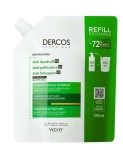 Шампунь-уход, Vichy (Виши) 390 мл Деркос интенсивный против перхоти для сухих волос сменный блок