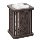 Светильник соляной, 1 кг деревянный с узором центрические круги